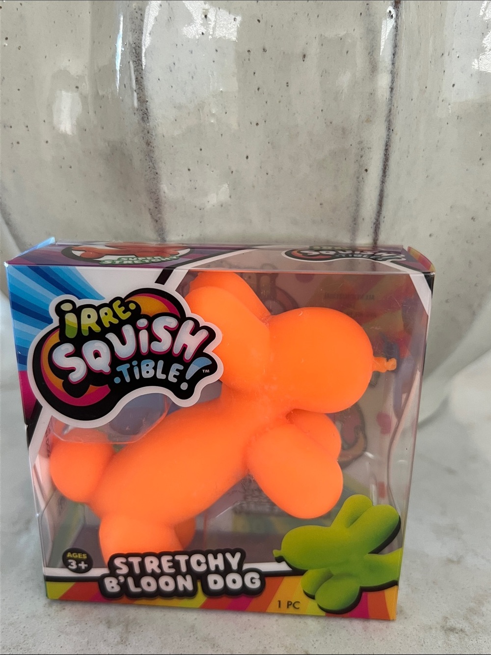 JA-RU Irre-Squish-tible Stretchy B'Loon Dog Toy Orange NEW